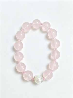 白底平面图制作要求 (1) High Clarity Madagascar Pink Crystal Pearl Single Loop Bracelet for Women
