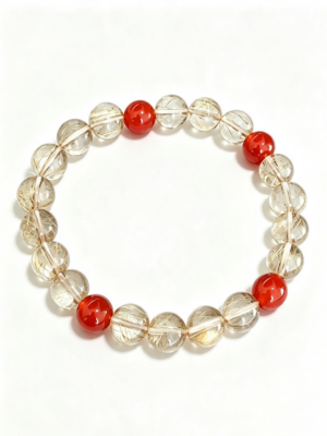 白底平面图需求 (9) Golden Rutilated Quartz with Red Agate Bracelet